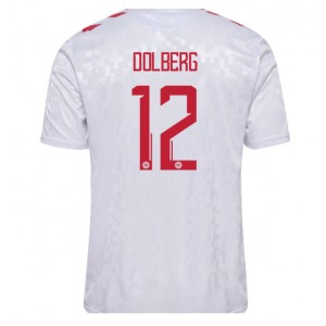 Fotbalové Dres Dánsko Kasper Dolberg #12 Venkovní Oblečení ME 2024 Krátký Rukáv